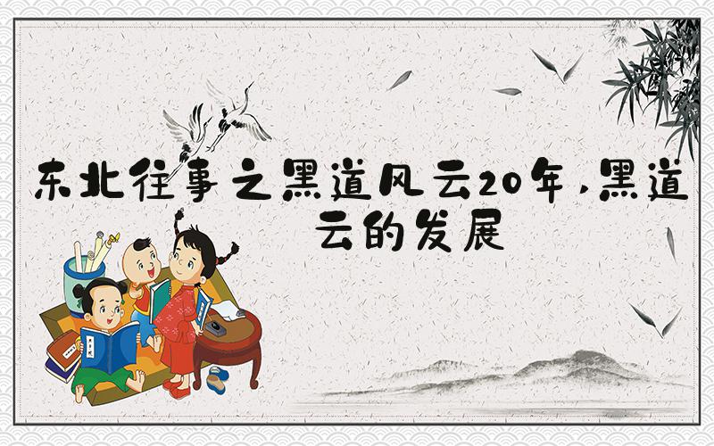 东北往事之黑道风云20年 黑道风云的发展