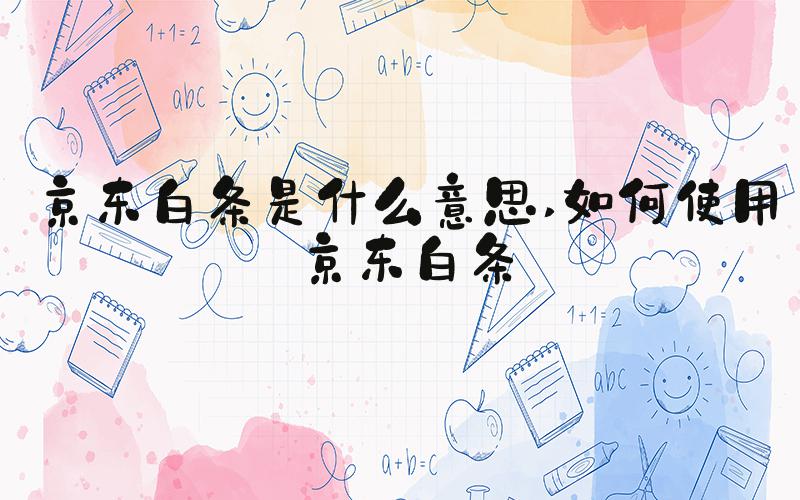 京东白条是什么意思 如何使用京东白条
