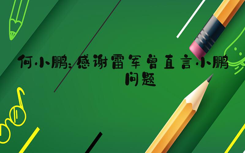 何小鹏：感谢雷军曾直言小鹏的问题