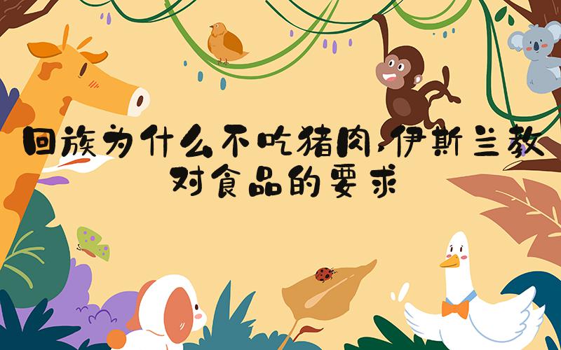 回族为什么不吃猪肉 伊斯兰教对食品的要求