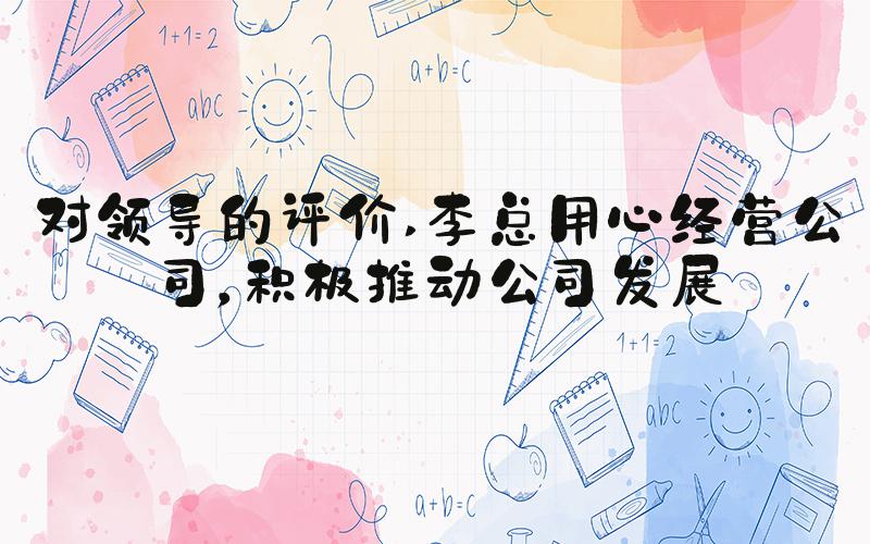 对领导的评价 李总用心经营公司，积极推动公司发展