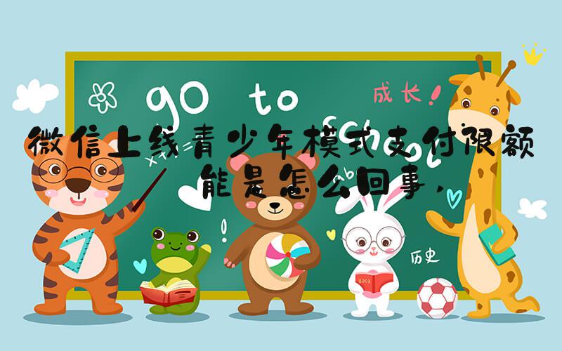 微信上线青少年模式支付限额功能是怎么回事 