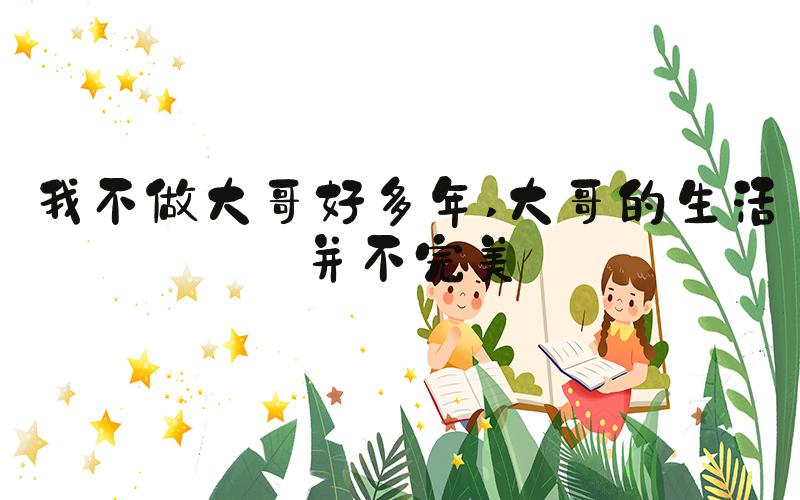 我不做大哥好多年 大哥的生活并不完美
