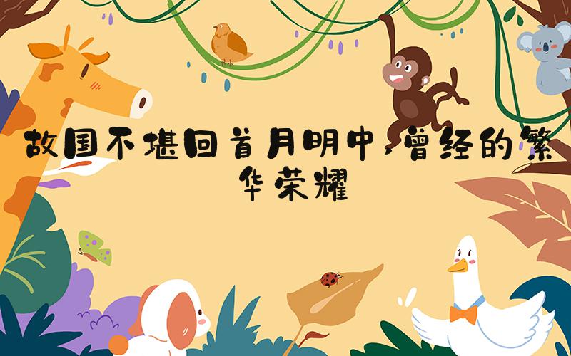 故国不堪回首月明中 曾经的繁华荣耀