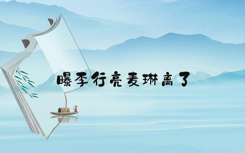 曝李行亮麦琳离了