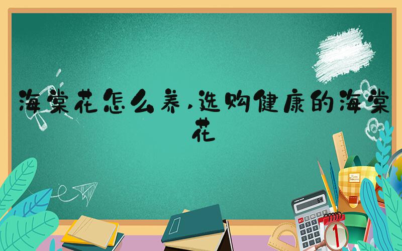 海棠花怎么养 选购健康的海棠花