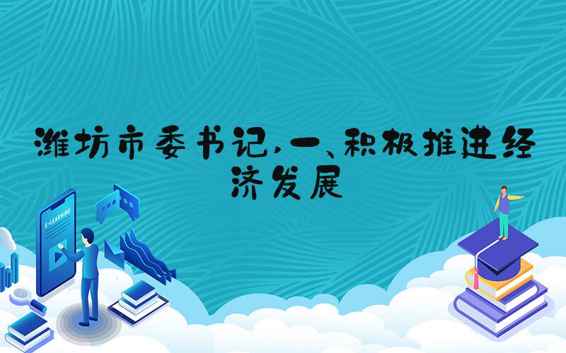 潍坊市委书记 一、积极推进经济发展