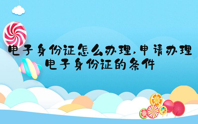 电子身份证怎么办理 申请办理电子身份证的条件