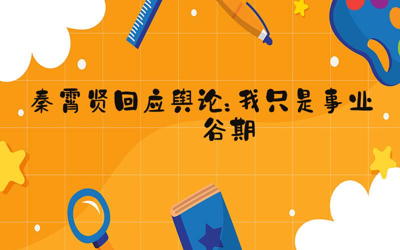 秦霄贤回应舆论：我只是事业低谷期