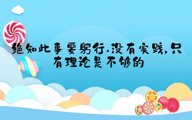 绝知此事要躬行 没有实践，只有理论是不够的