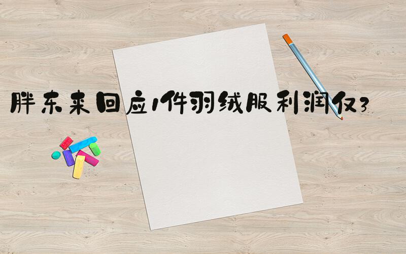 胖东来回应1件羽绒服利润仅3毛