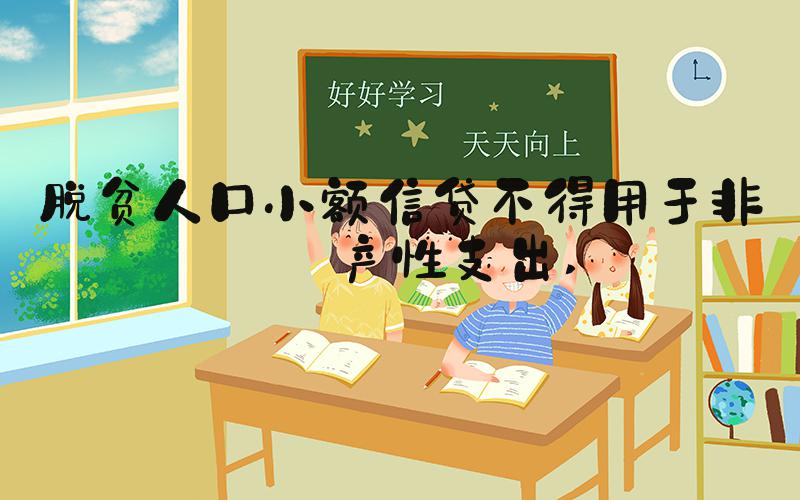 脱贫人口小额信贷不得用于非生产性支出 