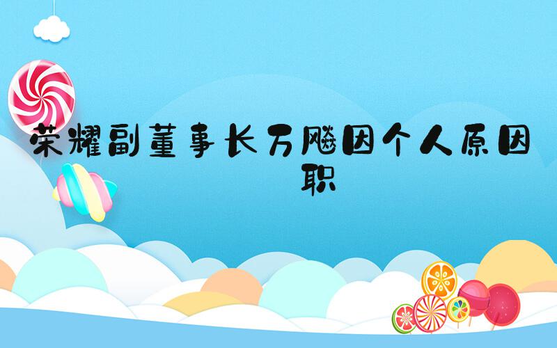 荣耀副董事长万飚因个人原因辞职