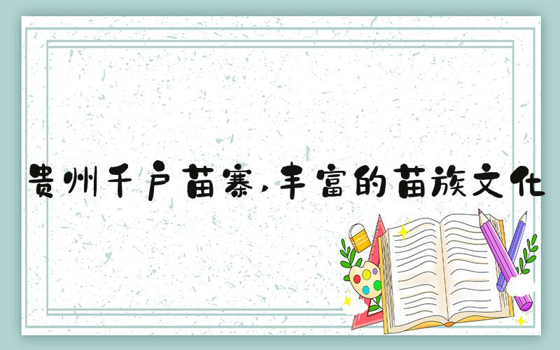 贵州千户苗寨 丰富的苗族文化