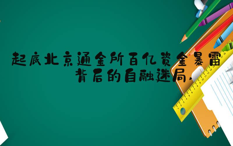 起底北京通金所百亿资金暴雷案背后的自融迷局 