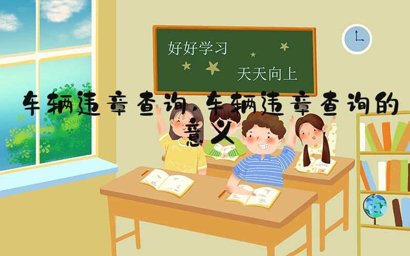 车辆违章查询 车辆违章查询的意义