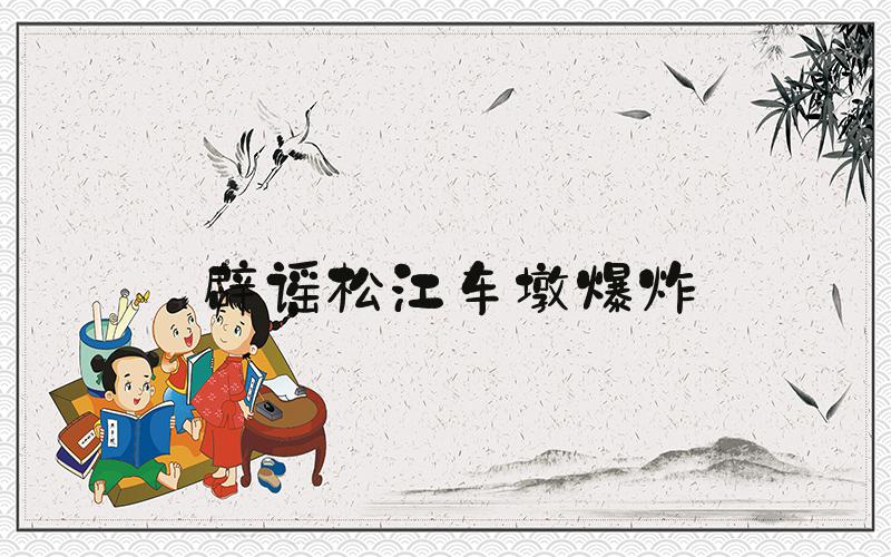 辟谣松江车墩爆炸