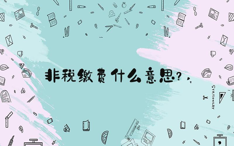 非税缴费什么意思？ 