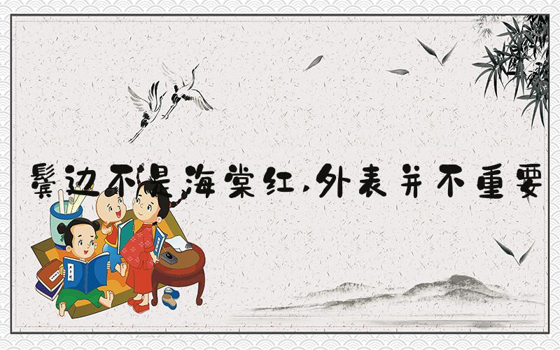 鬓边不是海棠红 外表并不重要