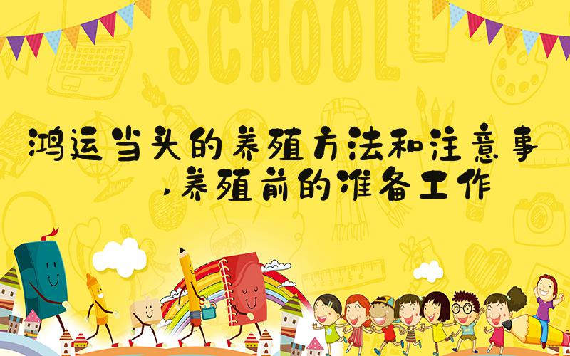 鸿运当头的养殖方法和注意事项 养殖前的准备工作